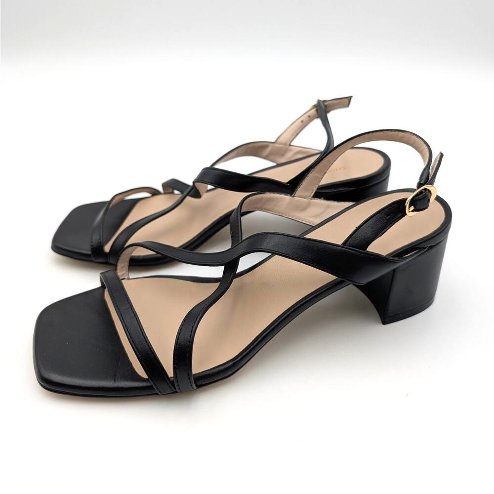 Stuart Weitzman Oasis 50 Block Heel Sandals Women's Black Size US7B EU37.5